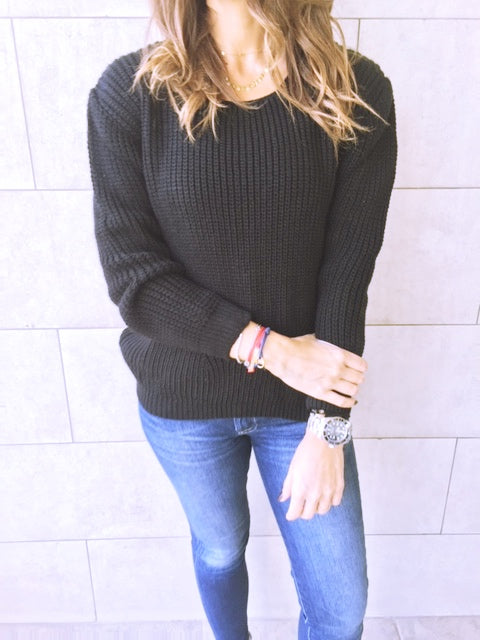 Black Ripped Back Pullover