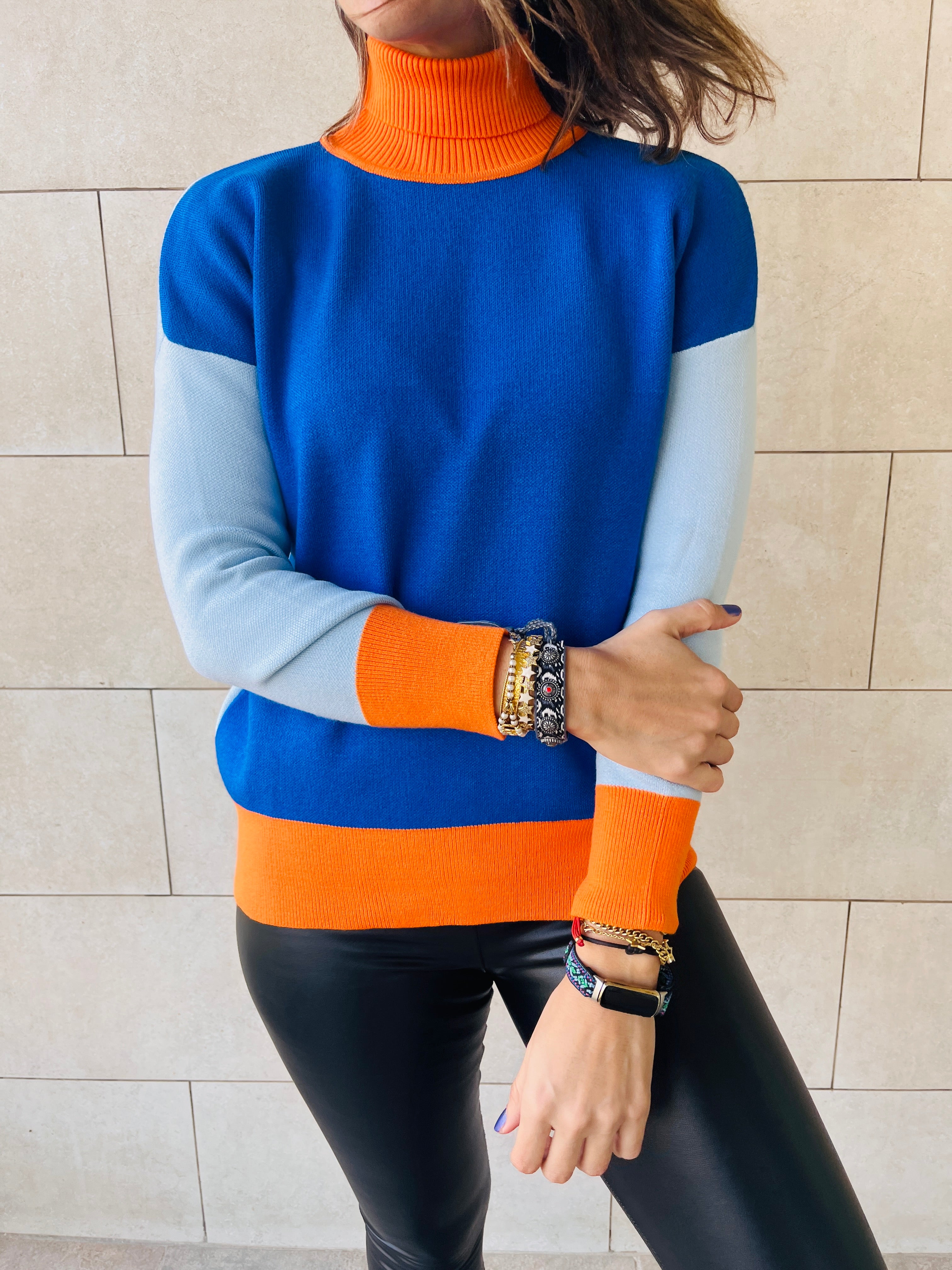 Blue Color Me Up High Neck