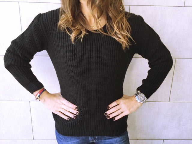 Black Ripped Back Pullover