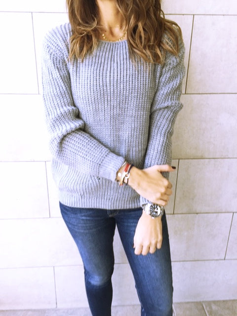 Grey Ripped Back Pullover