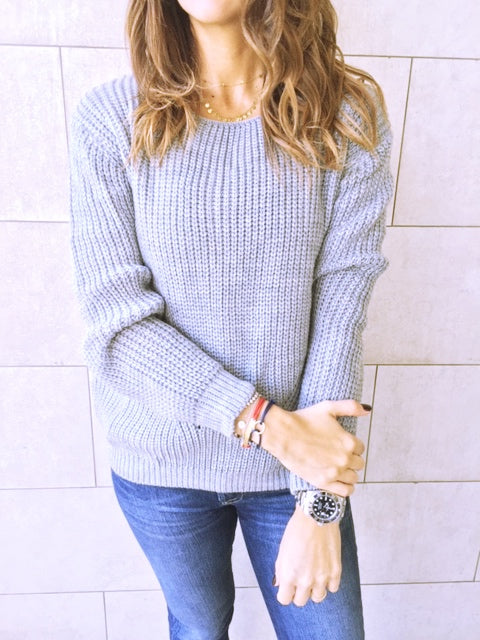 Grey Ripped Back Pullover