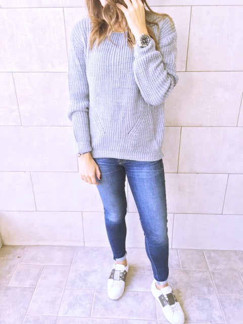 Grey Ripped Back Pullover