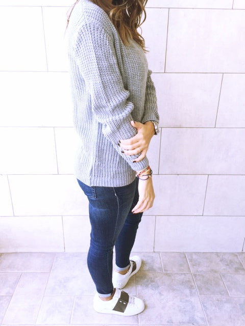 Grey Ripped Back Pullover