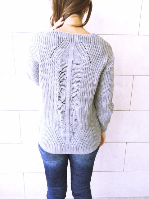 Grey Ripped Back Pullover