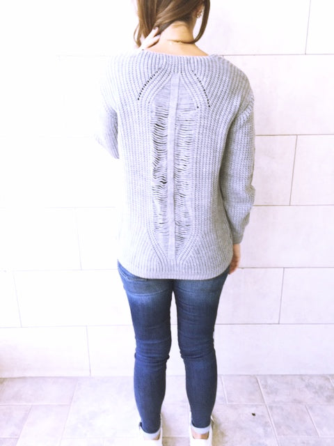 Grey Ripped Back Pullover