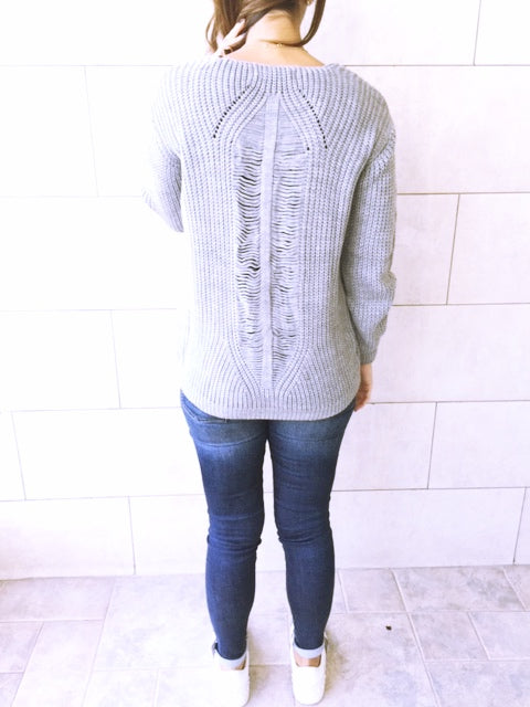 Grey Ripped Back Pullover
