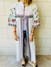 White Statement Maliqa Embroidered Linen Kimono