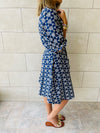 Navy Floral Embroidered Dress