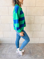 Green & Blue Preppy Stripes Polo