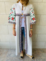 White Statement Maliqa Embroidered Linen Kimono
