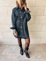 Grey Denim Shirt Dress Shacket