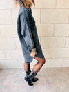 Grey Denim Shirt Dress Shacket