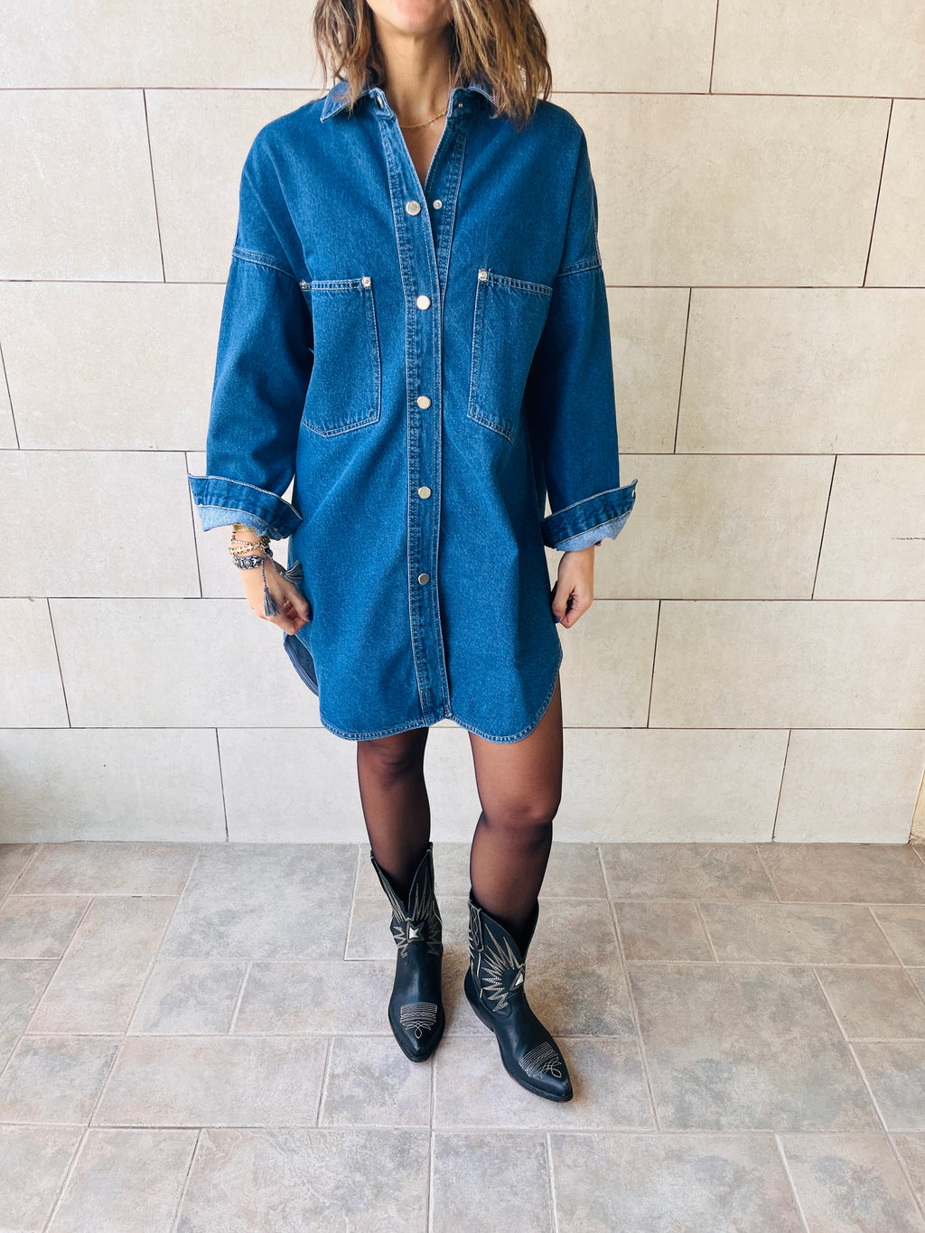 Blue Denim Shirt Dress Shacket