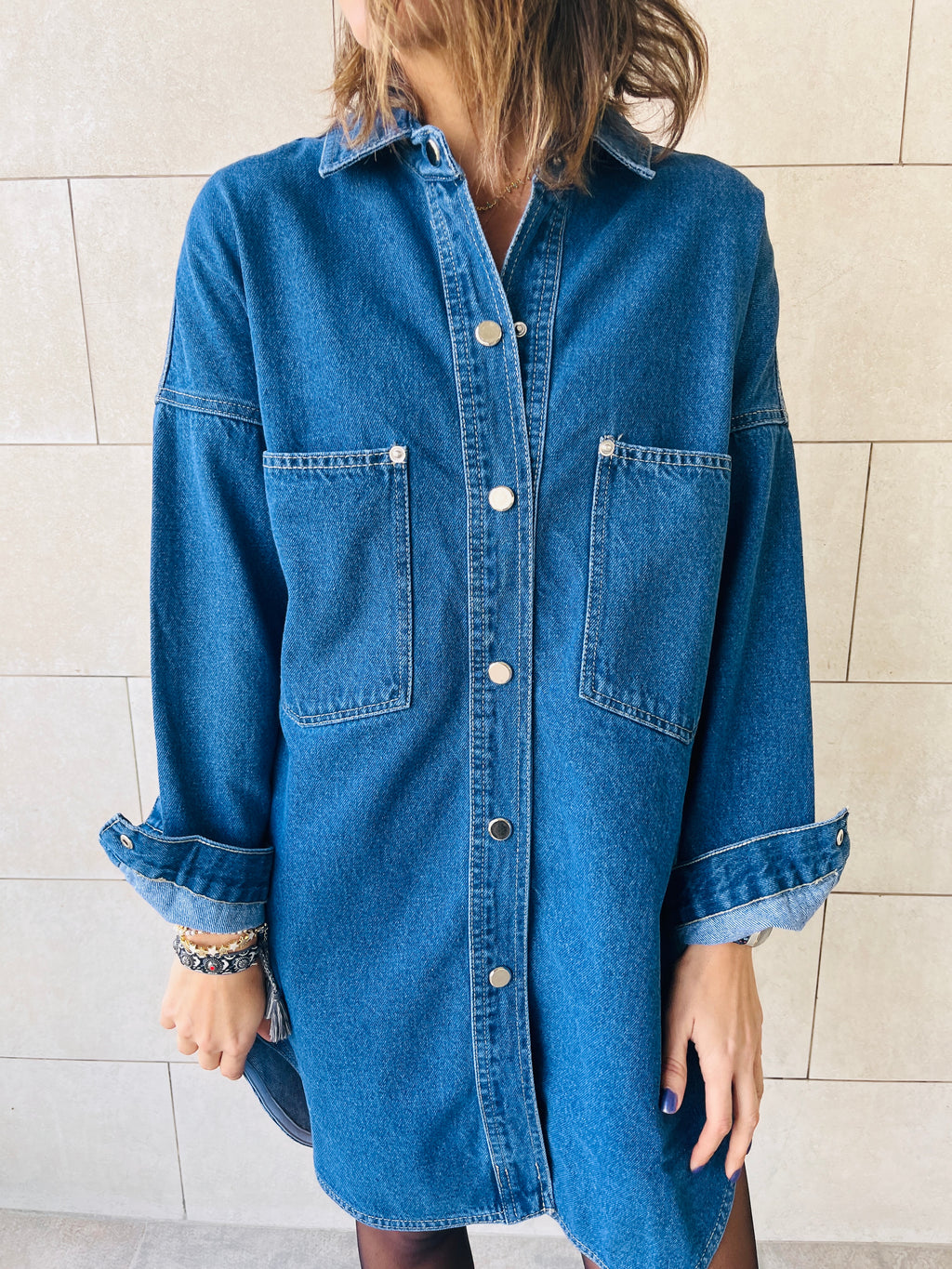Blue Denim Shirt Dress Shacket