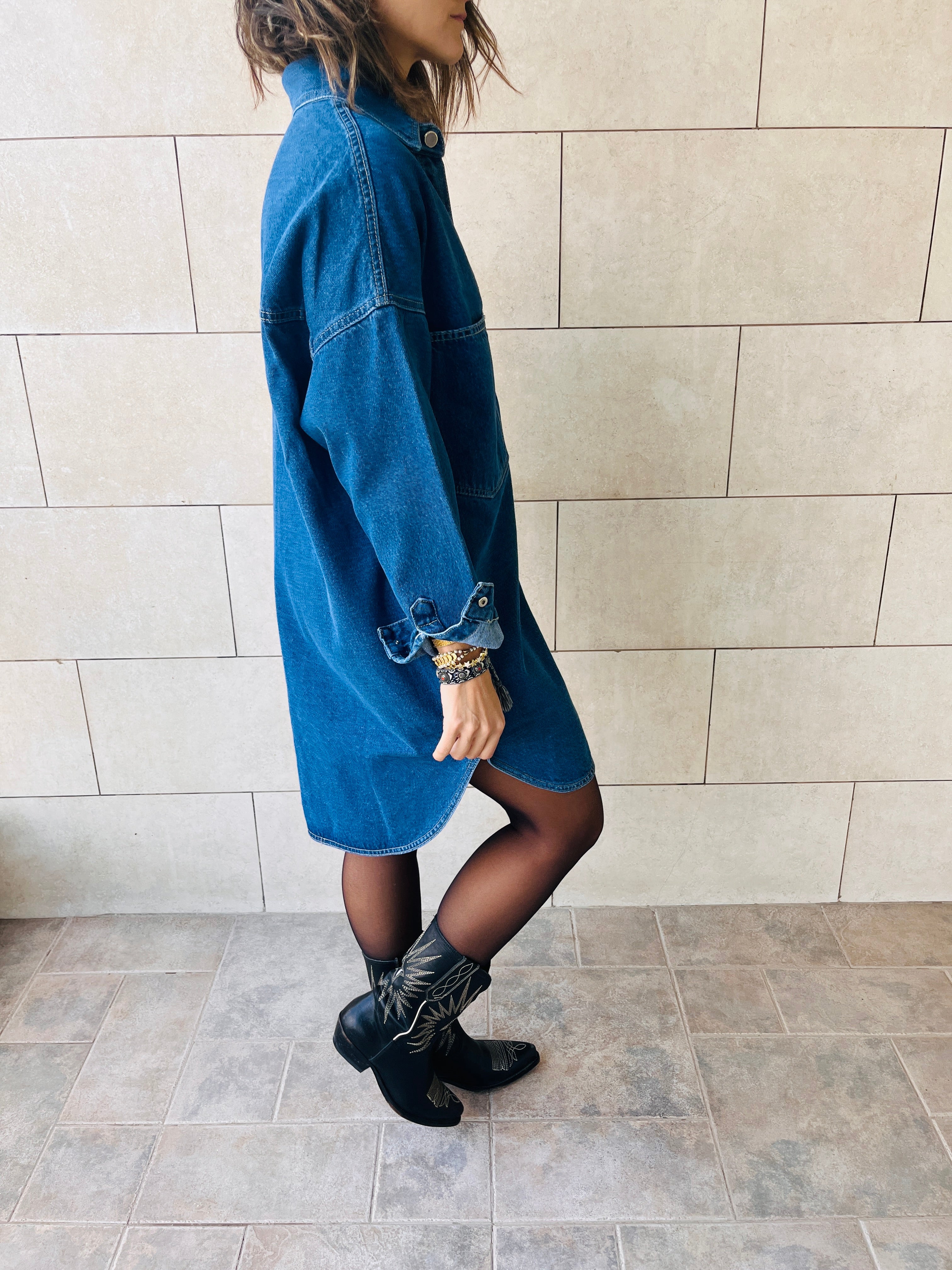 Blue Denim Shirt Dress Shacket