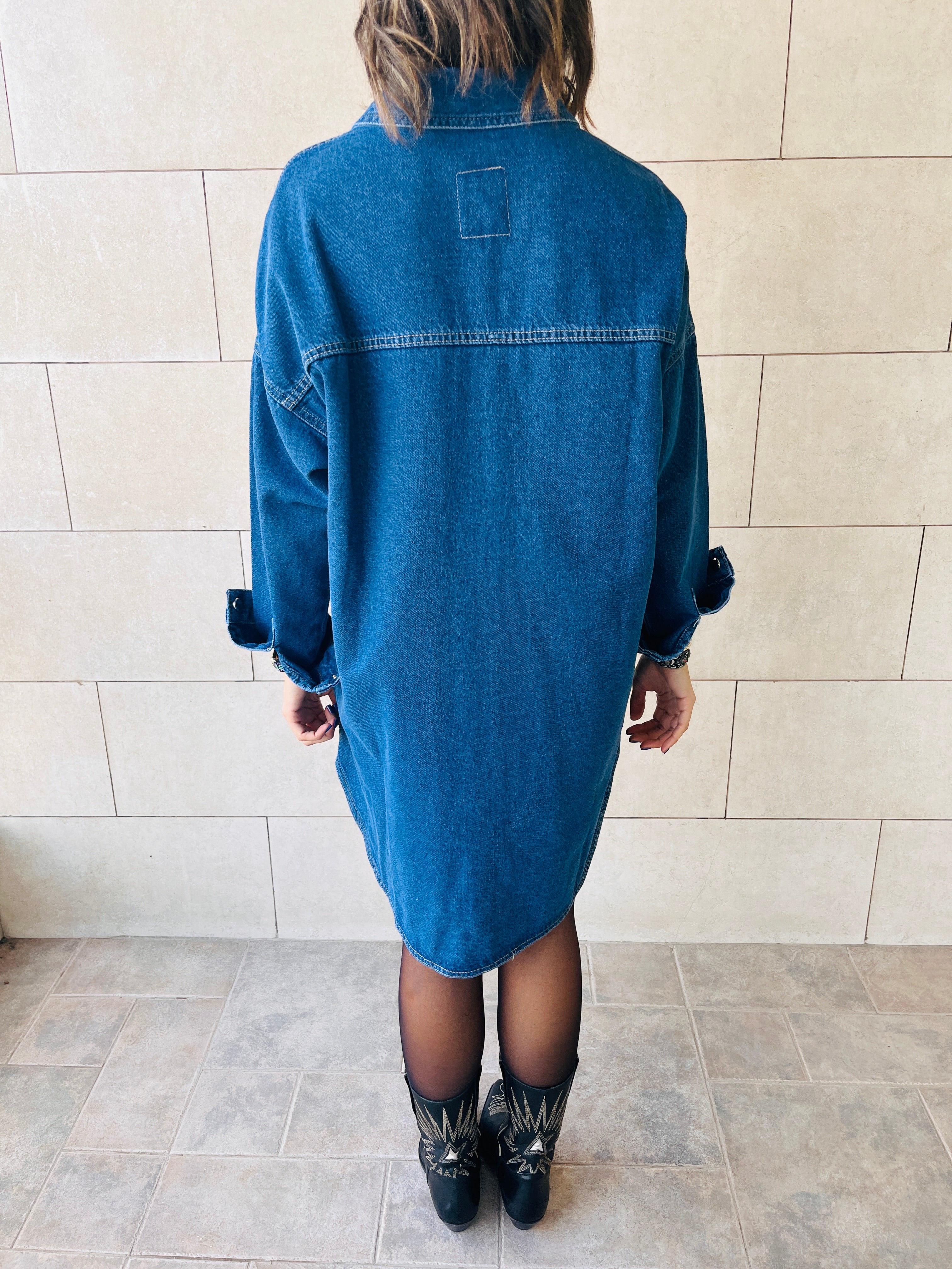 Blue Denim Shirt Dress Shacket