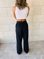 Black Crepe Belted Flare
