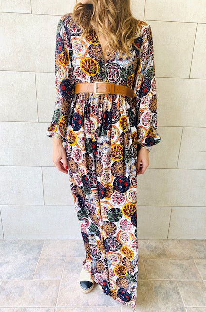 Multi Orient Print Maxi Dress