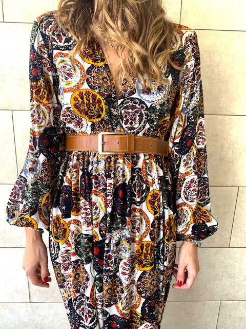 Multi Orient Print Maxi Dress