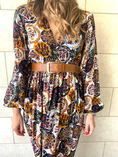 Multi Orient Print Maxi Dress