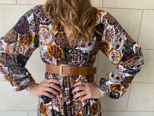 Multi Orient Print Maxi Dress