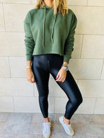 Olive Cropped Hoodie