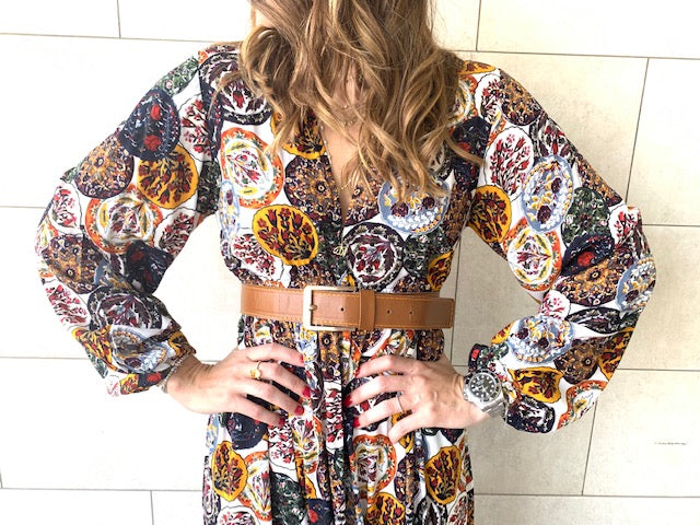 Multi Orient Print Maxi Dress