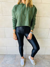 Olive Cropped Hoodie