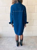 Dark Blue Denim Shirt Dress Shacket