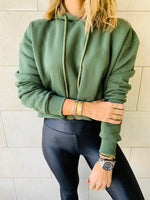 Olive Cropped Hoodie