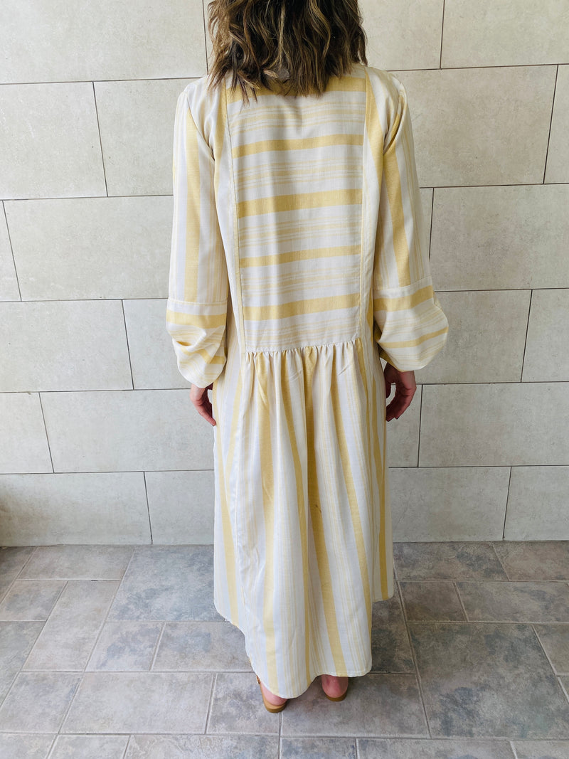Mustard Striped Linen Dress