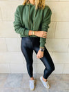 Olive Cropped Hoodie