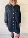 Black Denim Shirt Dress Shacket