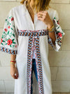 White Statement Maliqa Embroidered Linen Kimono