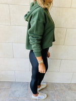 Olive Cropped Hoodie