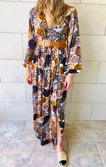 Multi Orient Print Maxi Dress