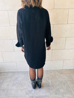 Black Denim Shirt Dress Shacket