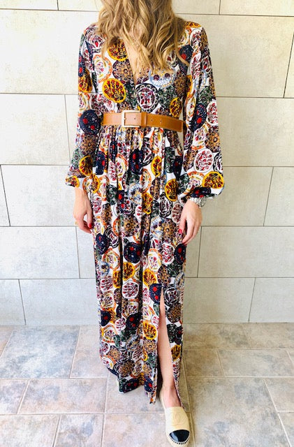 Multi Orient Print Maxi Dress