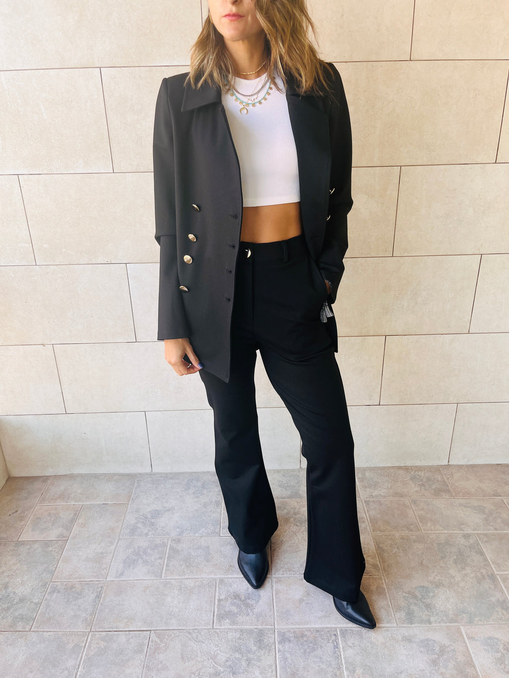 Black Luxe Double Breasted Blazer