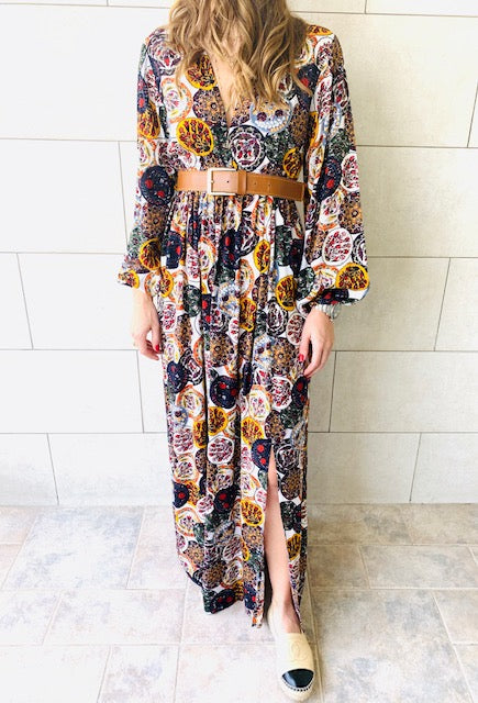 Multi Orient Print Maxi Dress