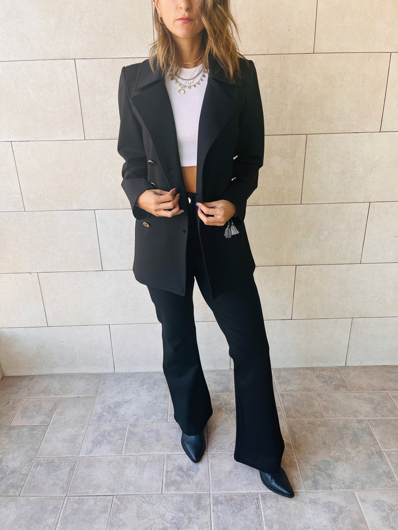 Black Luxe Double Breasted Blazer