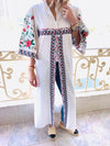 White Statement Maliqa Embroidered Linen Kimono