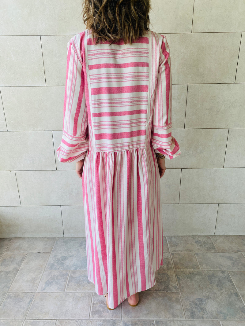 Pink Striped Linen Dress