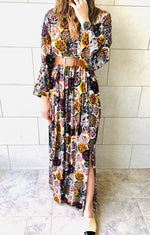 Multi Orient Print Maxi Dress