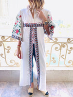 White Statement Maliqa Embroidered Linen Kimono