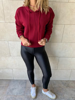 Burgundy Cropped Hoodie