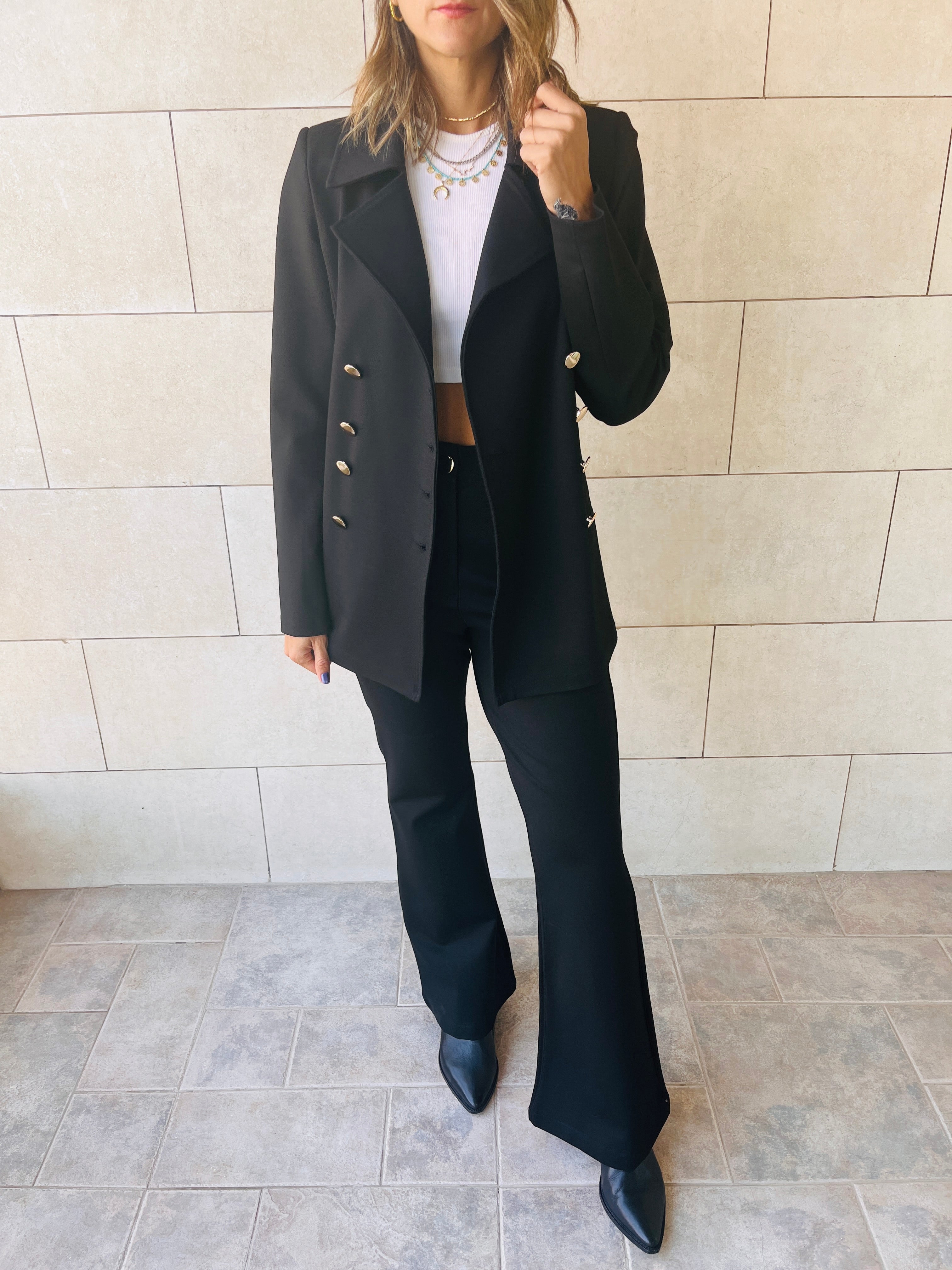 Black Luxe Double Breasted Blazer