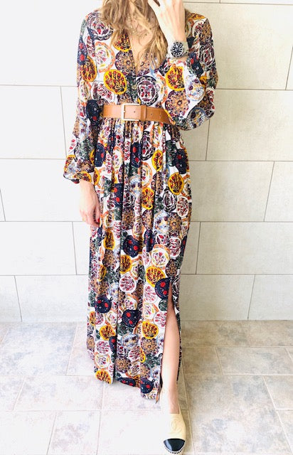 Multi Orient Print Maxi Dress
