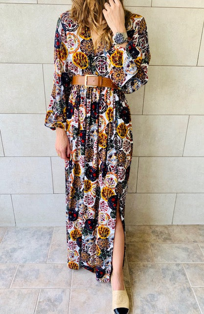 Multi Orient Print Maxi Dress