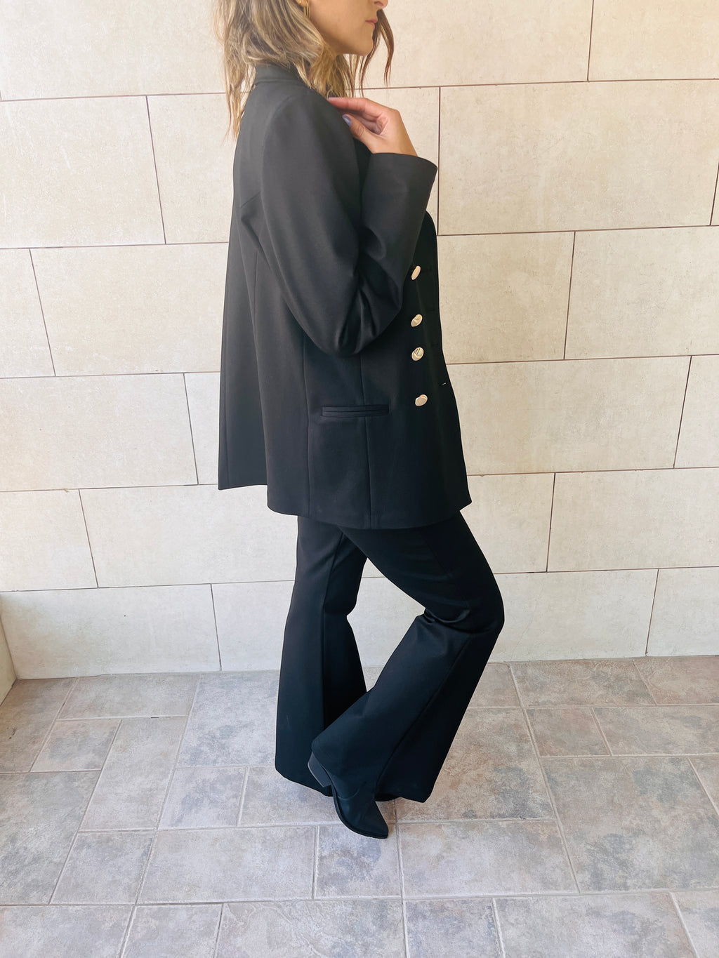 Black Luxe Double Breasted Blazer